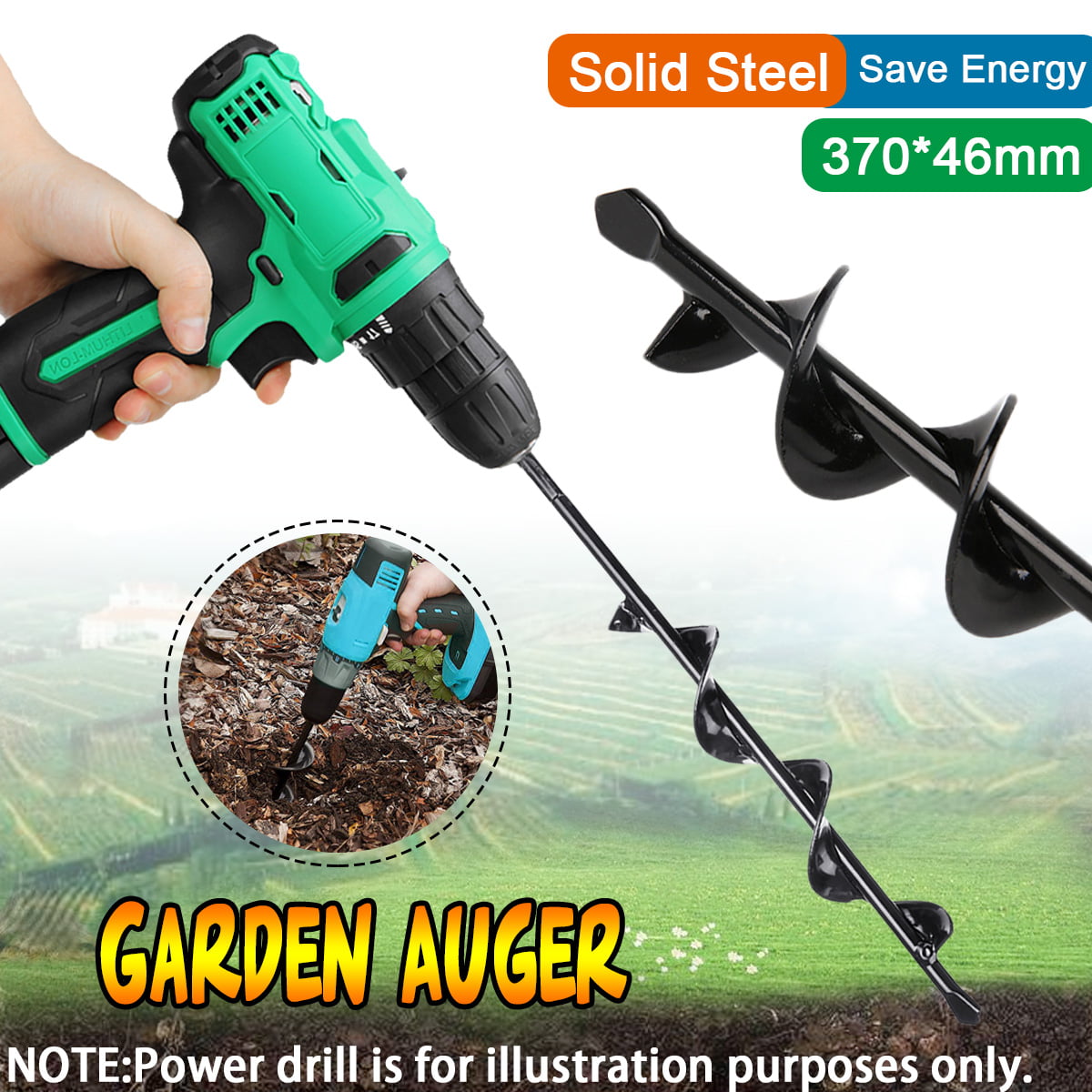18'' Planting Auger Spiral Hole Drill Bit For Garden Yard Earth Bulb Planter 