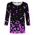 thumbnail image 4 of Luxalzxs Womens Valentines Shirts 3/4 Sleeve Heart Print Tops Round Neck Blouse Tee Shirts, 4 of 5