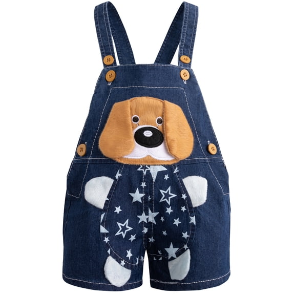 KIDSCOOL SPACE Baby Toddler Cute 3D Animal Summer Jean Overalls Shortalls,18-24 Months