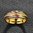 thumbnail image 2 of Men’s 8mm Gold Electric Gold Tungsten Ring Purple Shell Paper Broken Opal Inlaid, 2 of 5