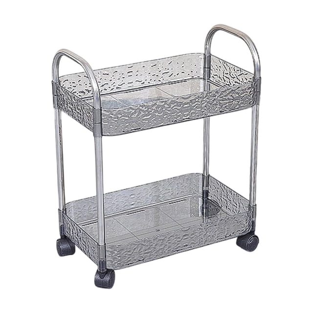 Storage Cart with Wheels, 2 Tier Storage Rack Floor Shelf, Mobile Storage Organizer, Transparent Shelf Unit for Kitchen, Bathroom, and Living Room