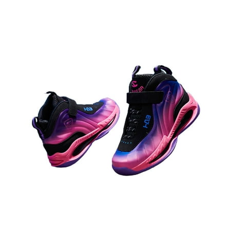 

Ritualay Boys Fashion Sneakers Breathable Magic Tape Athletic Shoes Gym School Flat Running Shoe Pink Purple 11.5c