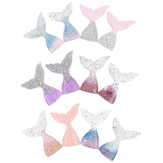 RENACLIPY 12Pcs Mermaid Party Favors Resin Craft Assorted Color Cake Decorations