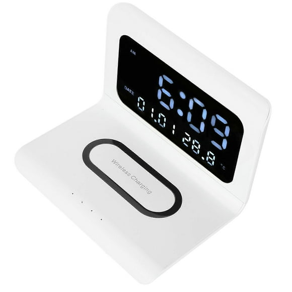 Clock Phone Wireless Charger Digital Alarm Clock Multfunction Electronic Desk Calendar Alarm Clockfor iPhone 16 15 14 13 12 Pro Max Plus Samsung Galaxy S21