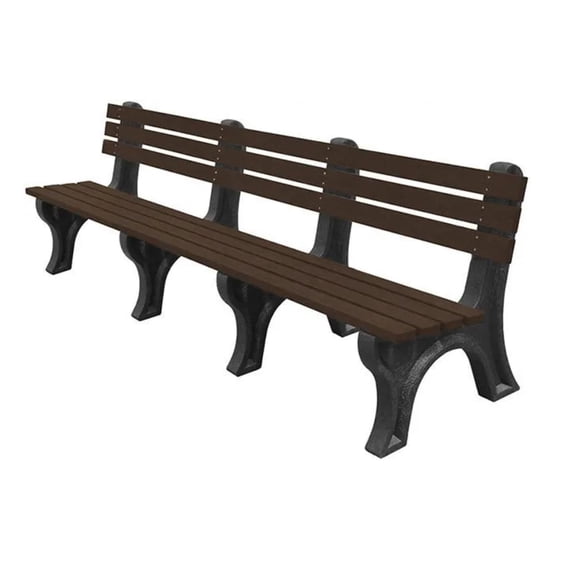 Sturdy Essentials Economizer 8 Foot Bench, Affordable, Lightweight & Eco-Friendly, 100% Recycled Plastic Weather-Resistant, Durable & Low Maintenance, Ideal for Parks, Gardens & Patios (Brown)