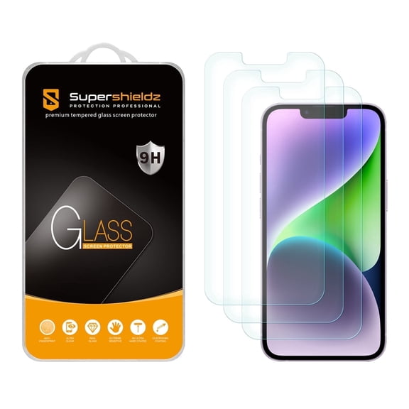 (3 Pack) Supershieldz Designed for iPhone 17e, 16e, 14, 13, 13 Pro (6.1 inch) Tempered Glass Screen Protector, Anti Scratch, Bubble Free