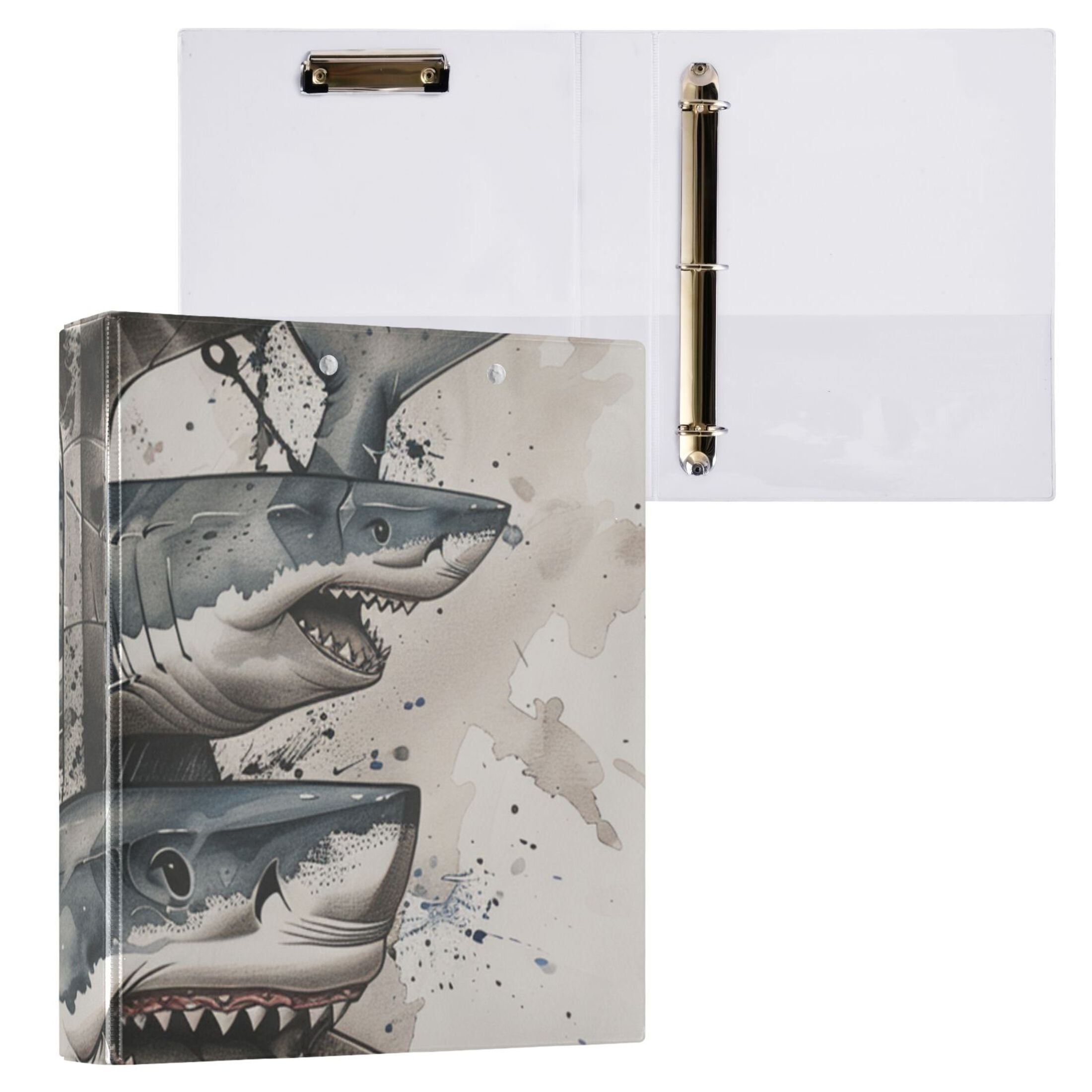 Sharks Anchors 3 Ring Binders 1.5 inch Hardcover File Folders with Interior Pockets A4 Size Organizer for School Office Hospital