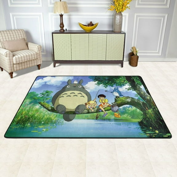 Cartoon Anime Totoro Rugs Washable Cover Floor Rug Carpets Bathroom Decorations For Kitchen Bedroom Indoor Outdoor 72"X48"