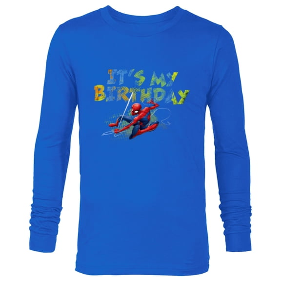 Marvel Super Heroes Spider-Man It’s My Birthday - Long Sleeve T-Shirt for Men - Customized-Navy