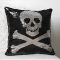thumbnail image 6 of Lush Decor 18 x 18 Skull and Crossbones 100% Polyester Halloween Decorative Pillow, 6 of 9