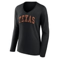 thumbnail image 2 of Women's Black Texas Longhorns Basic Arch Long Sleeve V-Neck T-Shirt, 2 of 3