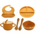 thumbnail image 2 of Lindbes 6pcs Simple Silicone Dining Sets  Classic Durable Yellow Cutlery Sets For Babies, 2 of 7
