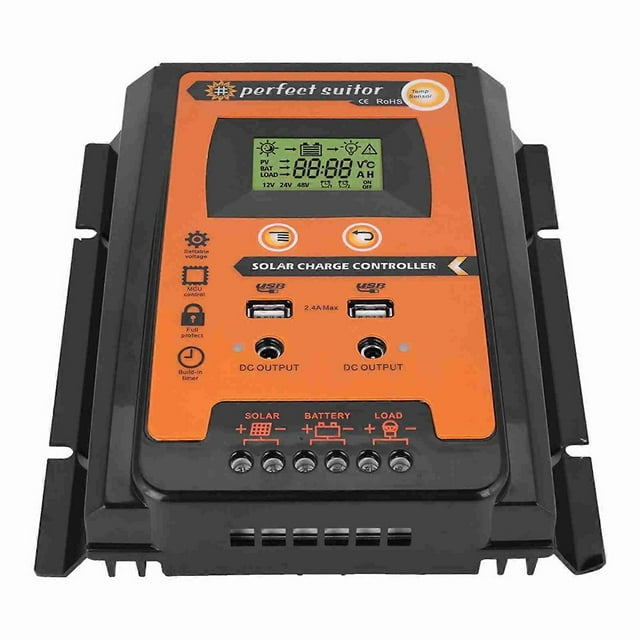 12V/24V 50A PWM & MPPT Solar Charge Controller Short Version Solar Panel Battery Regulator Dual USB LCD Display