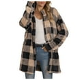 thumbnail image 2 of Aloohaidyvio Jackets Women,Ladies Casual Christmas Plaid Printing Long Sleeve Buttons Plush Cardigan Coat, 2 of 6