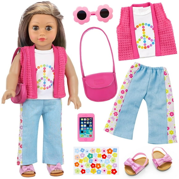 Set de ropa para muñecas Ecore Fun American de 18 pulgadas con accesorios