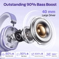 thumbnail image 5 of Bluetooth Headphones Over Ear, 65Hrs Playtime Wireless Headphones,Bass Boosted by 90%,Lightweight Headset with Deep Bass, Clear Call with 4 Noise Cancelling Mics,Low Latency for Travel Work Cellphone, 5 of 8