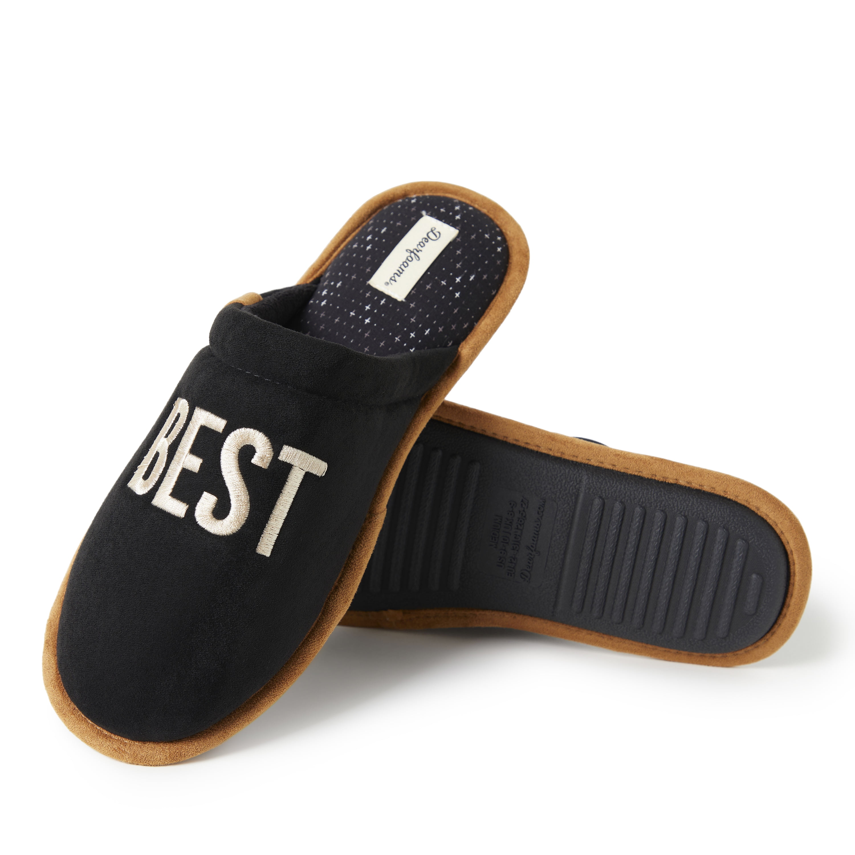 Dearfoams Men s Tanner Microsuede Father s Day Dad Scuff Slippers