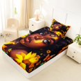 thumbnail image 4 of Castle Fairy Artistic Black Girl Twin Sheets 3pcs,Sunflower Butterfly Print Bedding,Yellow Green,1 Fitted Sheet, 1 Flat Sheet and 1 Pillowcase, 4 of 6