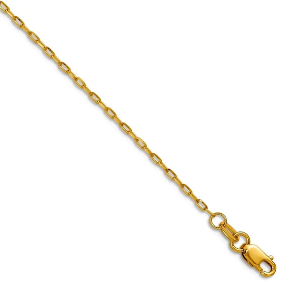 14k Solid Yellow Gold 1.4mm Sparkle-Cut Open Long Link Cable Chain Necklace 22 Inch Chain Necklace for Women and Men