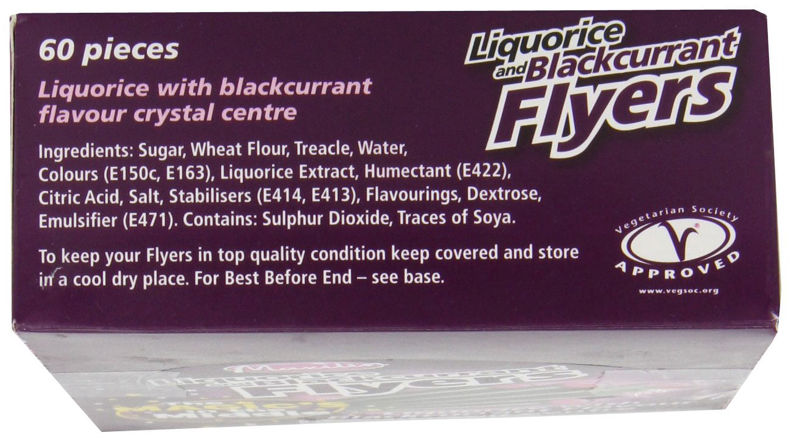 Maxilin-crawford Flyers Liquorice With Blackcurrant Crystal Centre 60 Pieces