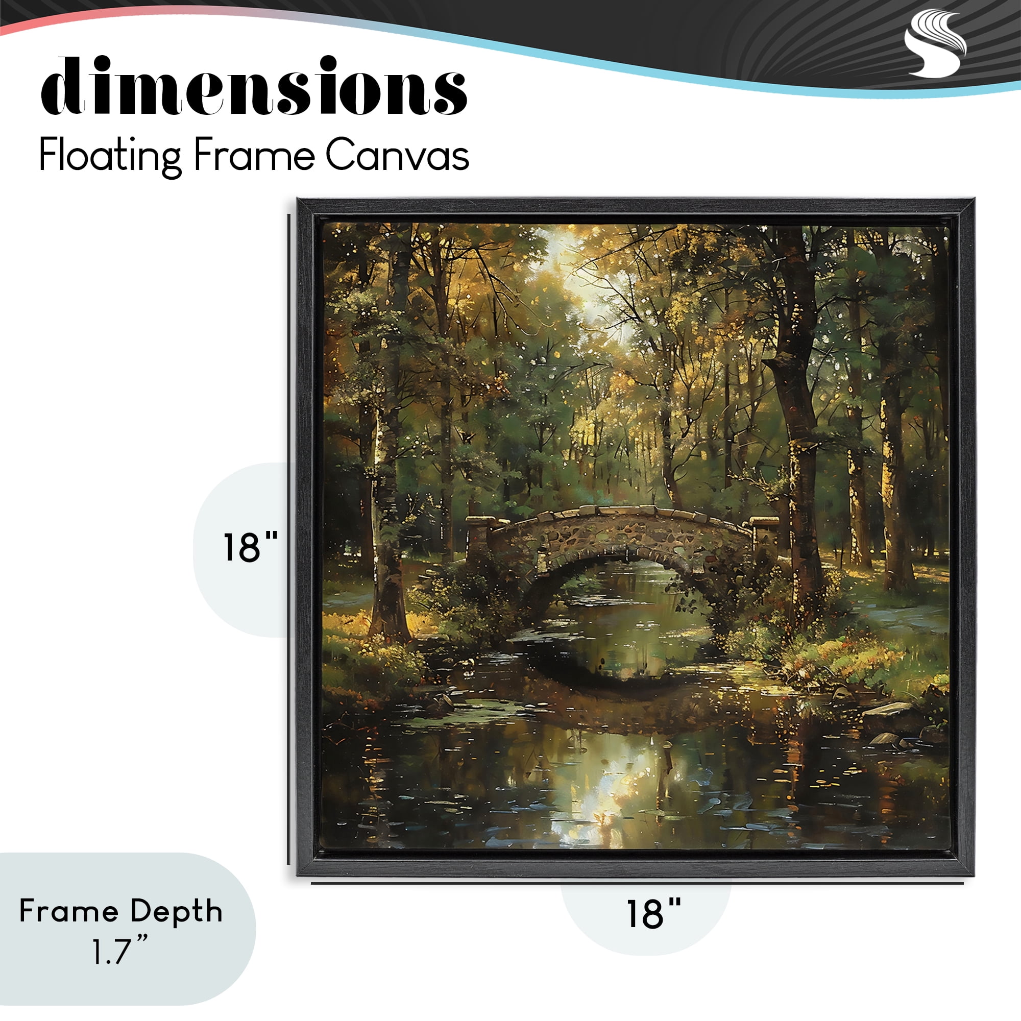Stupell Industries Forest Bridge in Autumn Light Black Framed Floater Canvas Wall Art, design by Creative Studio