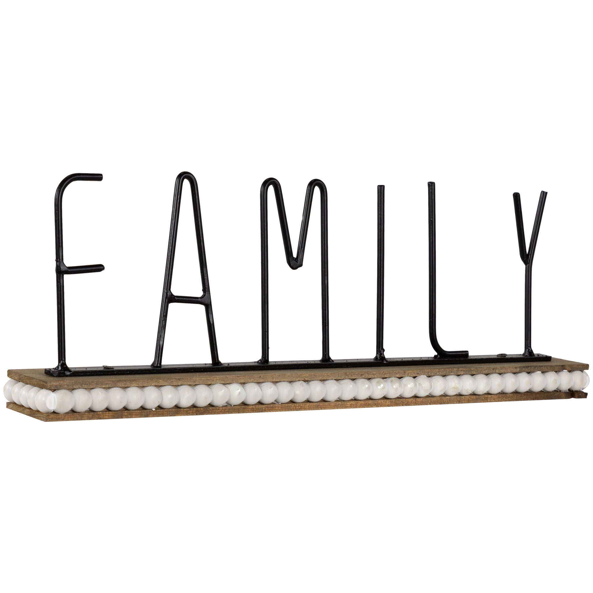 Northlight Metal "Family" Wood and Bead Decoration - 11.5"
