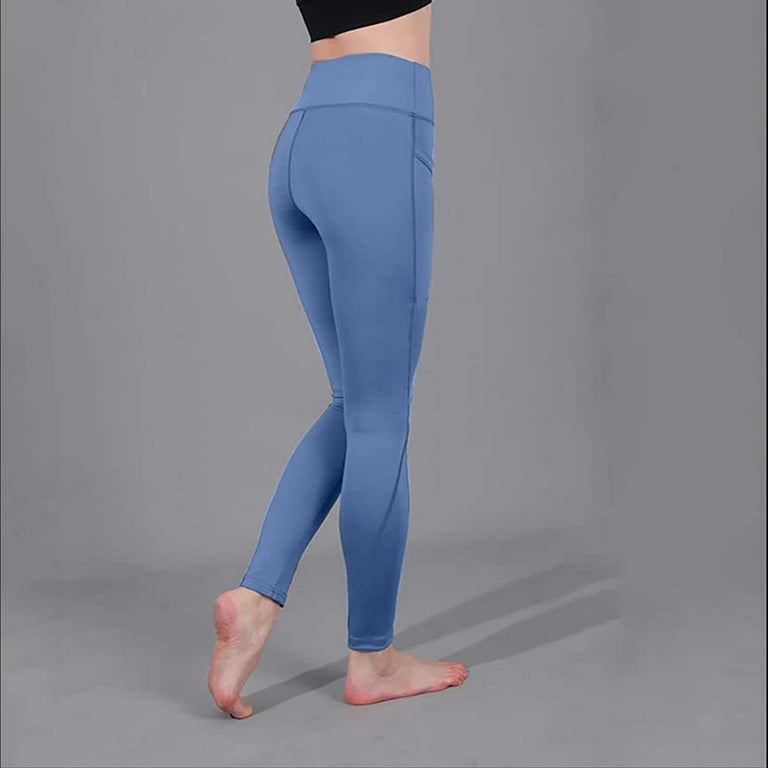 AKAFMK Fall Savings Buttery Soft Leggings for Women High Waisted Tummy  Control No See-through Workout Yoga Pants Light Blue 