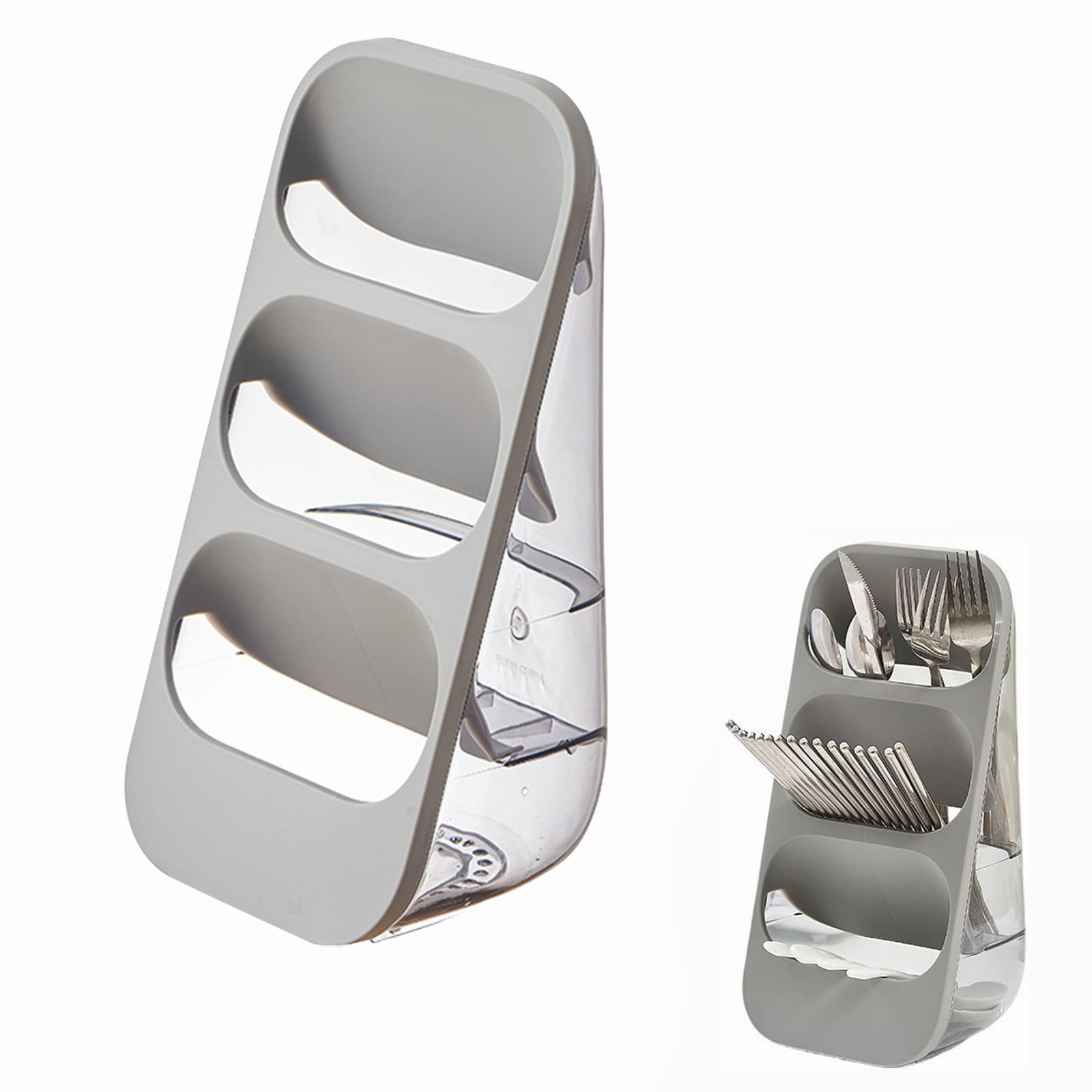 CSSJKYJ Cutlery Holder Stand 3-Format Vertical Utensil Holders, Kitchen Utensil Organizer for Countertop, Cutlery Drainer Sink Caddy Spoon Chopsticks Fork Holder Kitchen Utensil Holder(Gray)