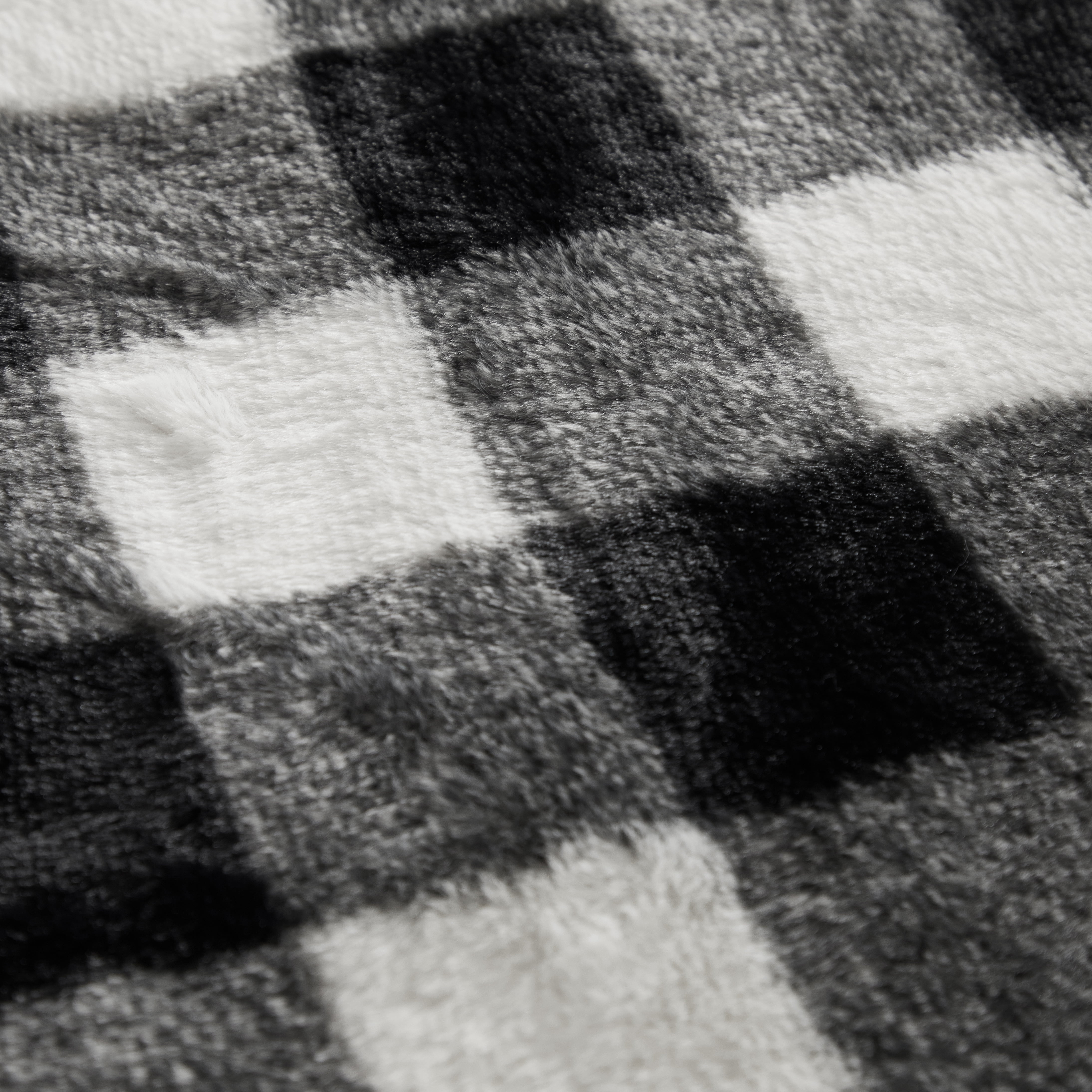 Dearfoams Reverse Sherpa Throw Blanket, Black-White Buffalo Plaid, Standard Throw
