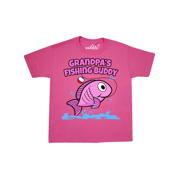 Inktastic Grandpa S Fishing Buddy Pink Youth T Shirt Walmart Com Walmart Com