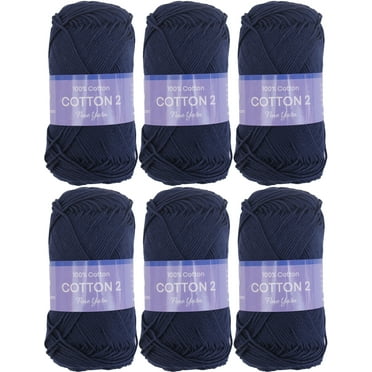 6 Pack Threadart 100% Pure Cotton Crochet Yarn Size 2 | Navy | 50 gram Skeins | Fine #2 Yarn | 165 yds per Skein