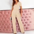 thumbnail image 5 of Jumpsuit Women'S Elegant Jumpsuit V Neck Long Jumpsuit Trouser Suit Playsuit Romper,Beige Women'S Polyester Jumpsuit 3XL, 5 of 6