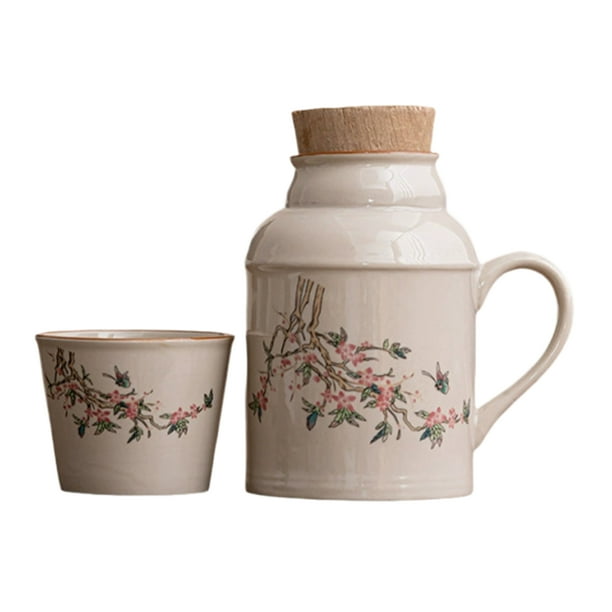 Inteprter Melocotón Jade portátil con filtro de cerámica, Mango de melocotón orgánico, té verde, taza con sabor a capacidad, adecuado para Utensilios de cocina tres 11.7*11.7*16CM