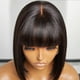 thumbnail image 1 of Brazilian Straight Bob Lace Wigs Glueless Straight Human Hair Wigs With Bangs Fringe Middle Part Bob Lace Wigs Realistic Scalp, 1 of 7