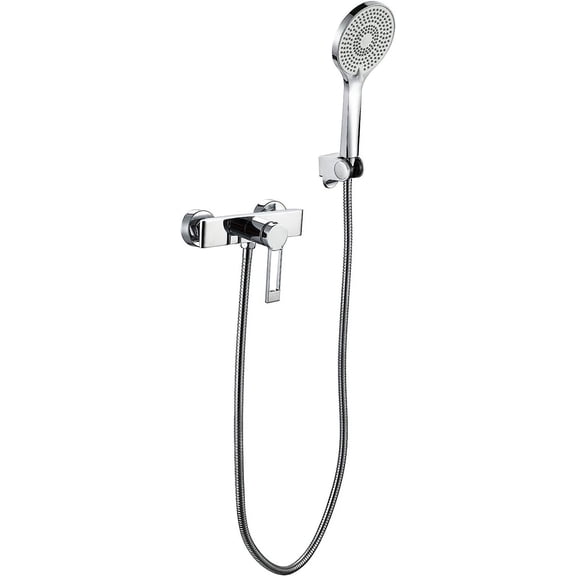 Bath Taps with Handheld Shower Head, Wall Mount Single Handle Bathroom Bathtub Mixer Tap Chrome Brass Tub Filler Faucet for Bathroom Renovation