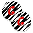 thumbnail image 1 of Carolines Treasures CJ1024-CCARC Monogramme Initiale C Zèbre Rouge Ensemble de 2 Porte-Gobelet Voiture Coaster, 1 of 1