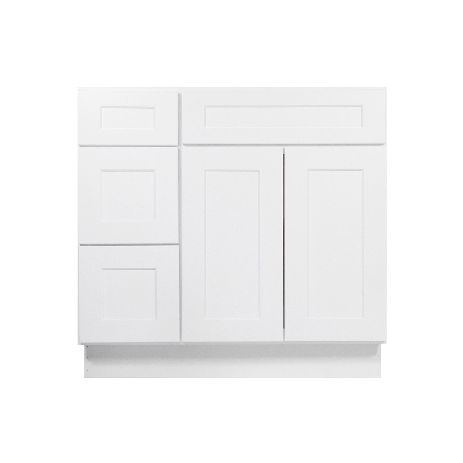 Furinno Shaker Drawers Left Bath Vanity Cabinet without Top, Ready to Assemble, 21 D x 36 W x 34.5 H, White