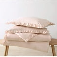 thumbnail image 6 of Chezmoi Collection Nora 3-Piece Blush Pink Ruffled Edge Trim Microfiber Comforter Set, Oversized Queen Size, 6 of 7