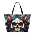 thumbnail image 2 of Rocae Bow Flower Skull for Large Women's Waterproof Beach Bag Tote with 7 Pockets Pool Bag for Travel Gym Vacation, 2 of 6