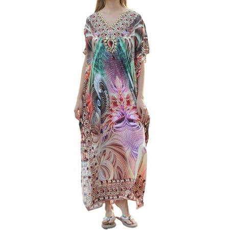 Zeiwohndc Women Loose Bikinis Cover Up Sexy V Neck Swimwear Cover Ups Floral Print Dress