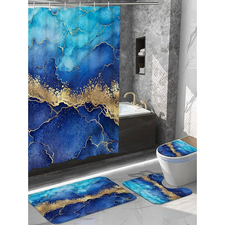 shower curtains Louis Vitton Blue and Yellow Full bathroom sets – Zeliker