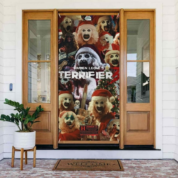 Door Cover Decoration Terrifier Hanging Banner Backdrop Tapestry Outdoor Party Decor 72.8 x 35.4 Inch