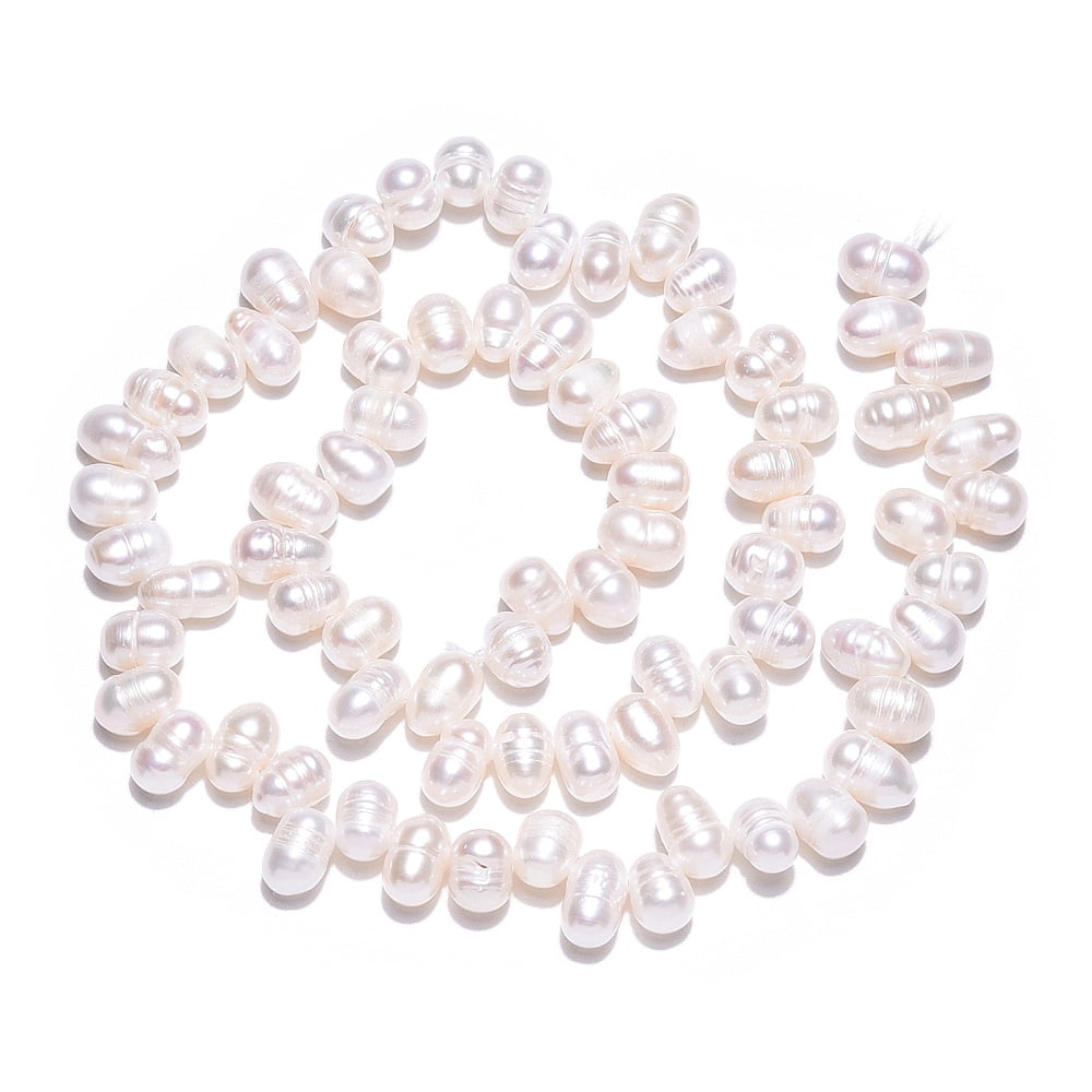 Natural Cultured Freshwater Pearl Beads Strands Potato Top Drilled Creamy White 5~5.5x5~5.5mm Hole: 0.8mm 76~77pcs/strand 14.17 inch(36cm)