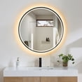 thumbnail image 3 of Palme Round 32" Framed in Matt Black Modern Bathroom/Vanity LED Lighted Wall Mirror, 3 of 5