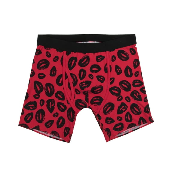 Valentine's Day Be Mine Lips Pattern Men's Red Boxer Briefs-Medium