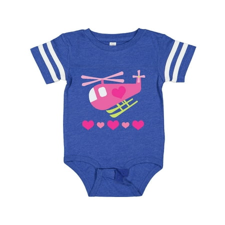 

Inktastic Valentine Pink Heart Helicopter Gift Baby Boy or Baby Girl Bodysuit