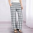 thumbnail image 2 of Frostluinai Plaid Pants Kids Girls Casual Wide Leg Pants Elatic Waist Baggy Straight Leg Trousers Funny Color Block Lounge Pants with Pocket, 2 of 9
