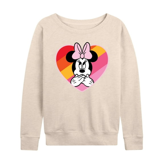Mickey & Friends - Oops Minnie Rainbow Heart - Women's Lightweight French Terry Long Sleeve Shirt