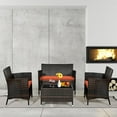 thumbnail image 4 of Gymax 4PCS Patio Rattan Conversation Furniture Set Outdoor w/ Orange Cushion, 4 of 10