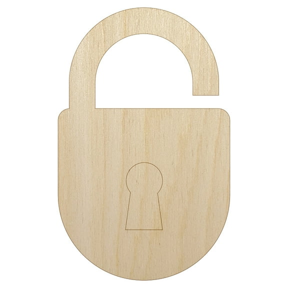 Keyed Padlock Wood Shape Unfinished Piece Cutout Craft DIY Projects - 4.70 Inch Size - 1/8 Inch Thick